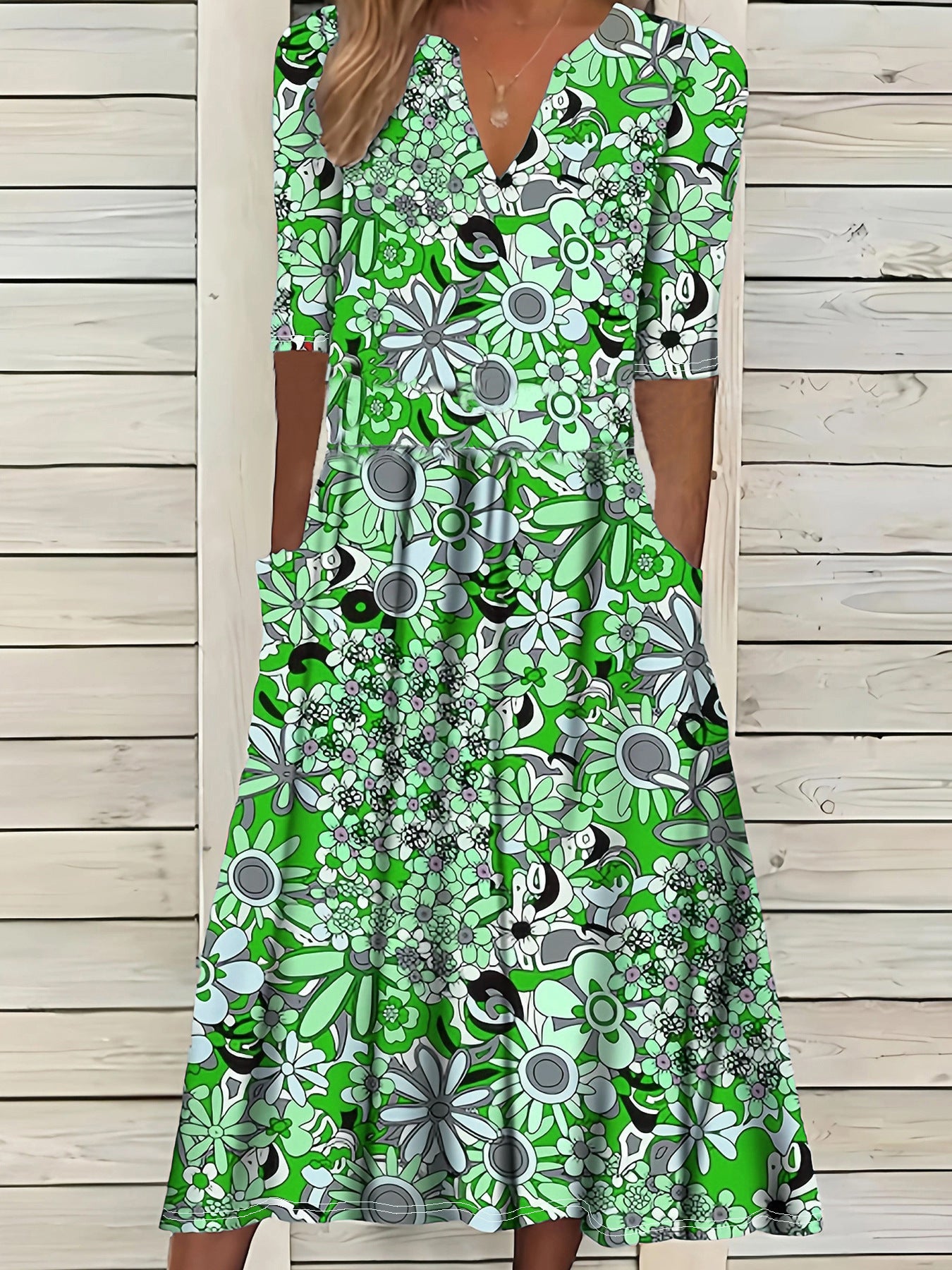 Women's Summer Printed Elegant Half-length Sleeve Dress