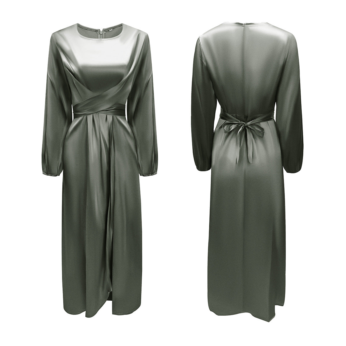 Women's Soft Waist Urban Style Satin Long Dress