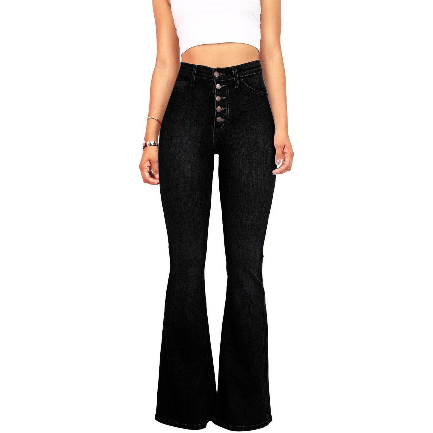 Fit High Waist Package Hip Denim Pants