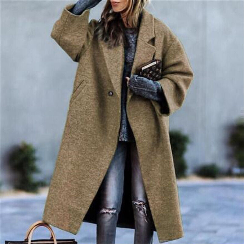 Women's Casual Long Pure Color Warm Keeping Coats
