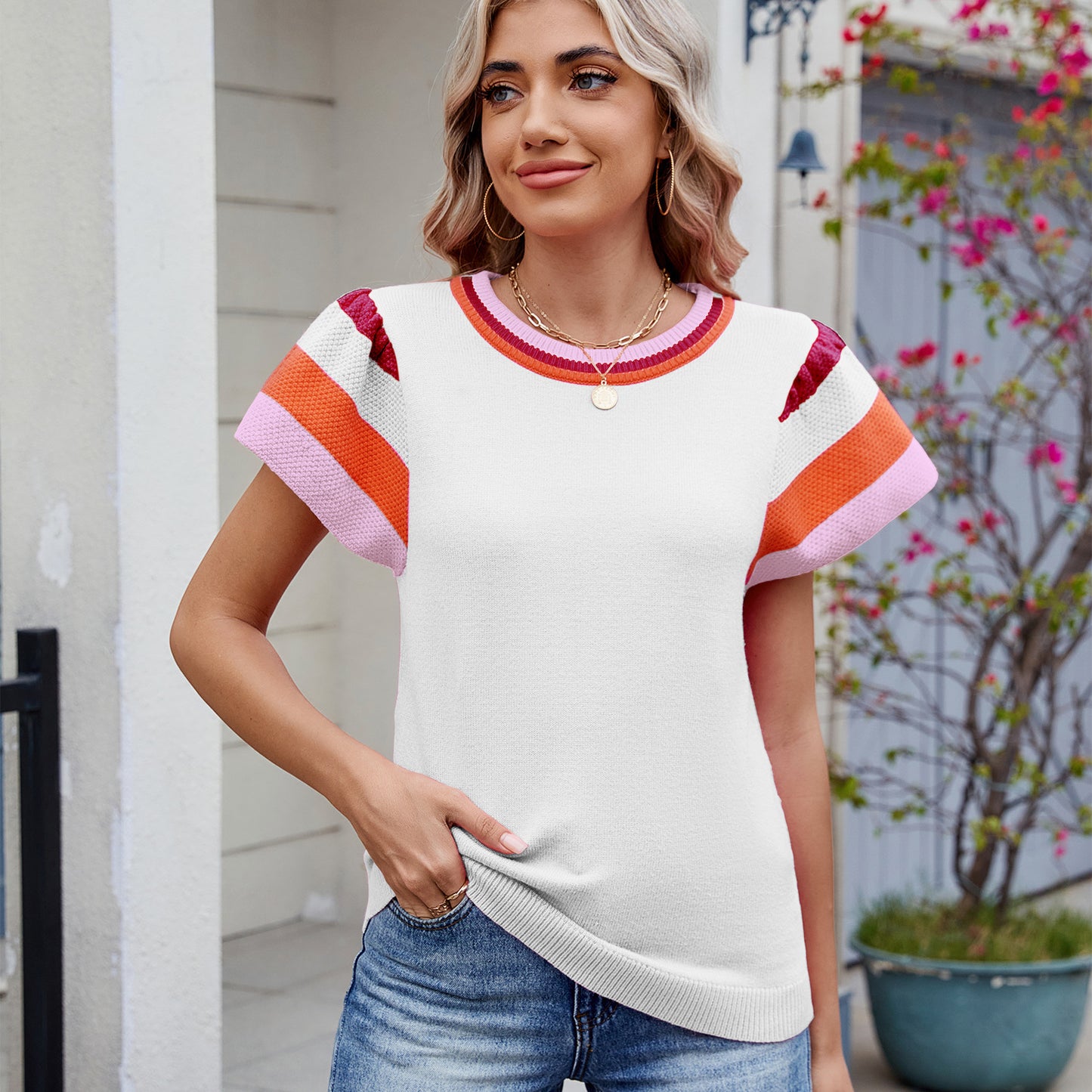 Women's Summer Pullover Round Neck Knitted With Tops