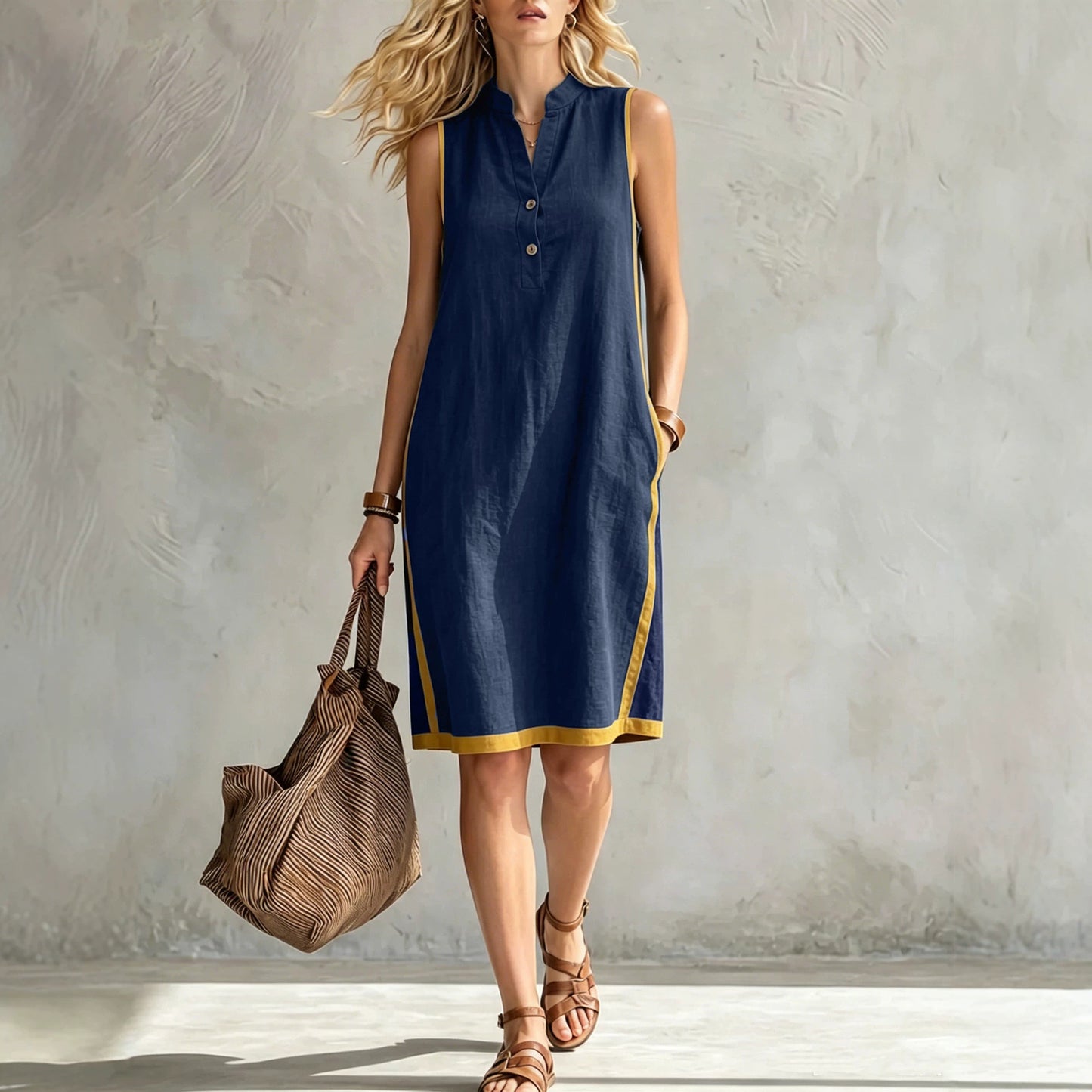Charming Women's Sleeveless Casual Loose Linen Dress