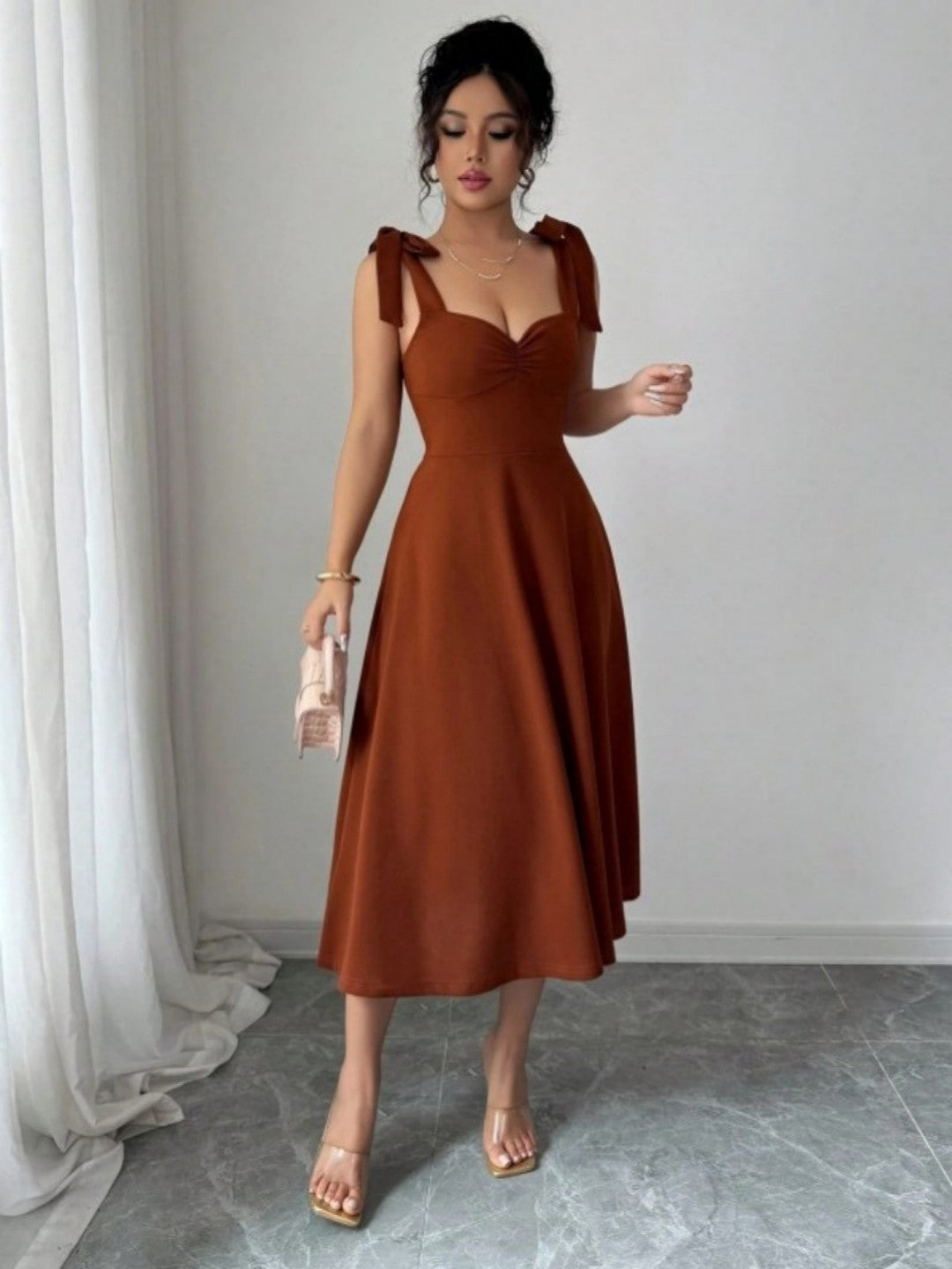Women's Elegant Solid Color Strap Formal Dress