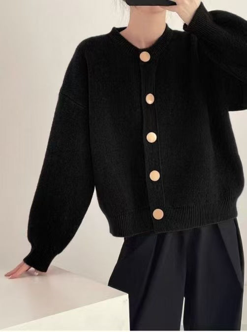 Women's Solid Color Knitted Idle Style Loose Sweater