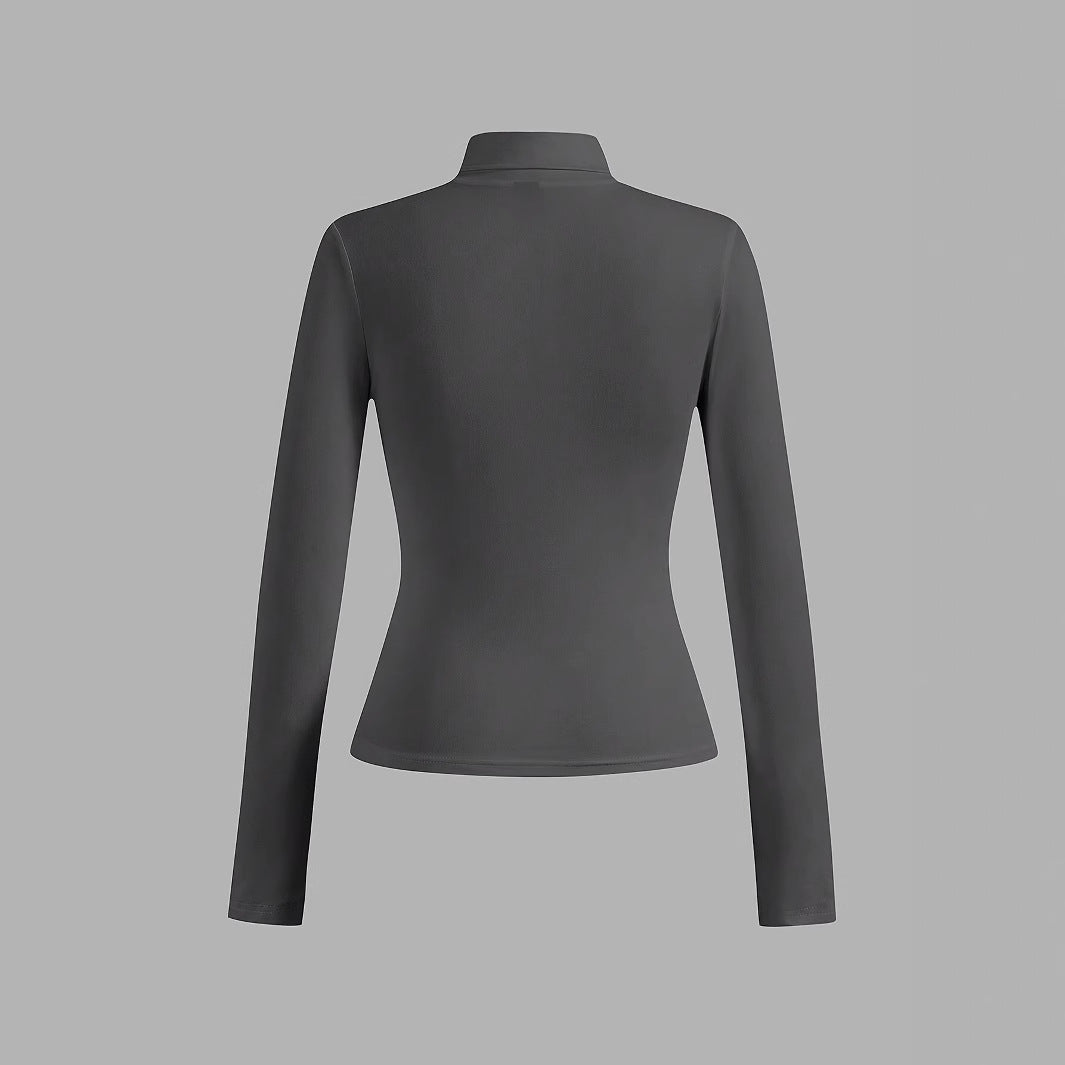 Women's Solid Color Casual Set Turtleneck Long Blouses