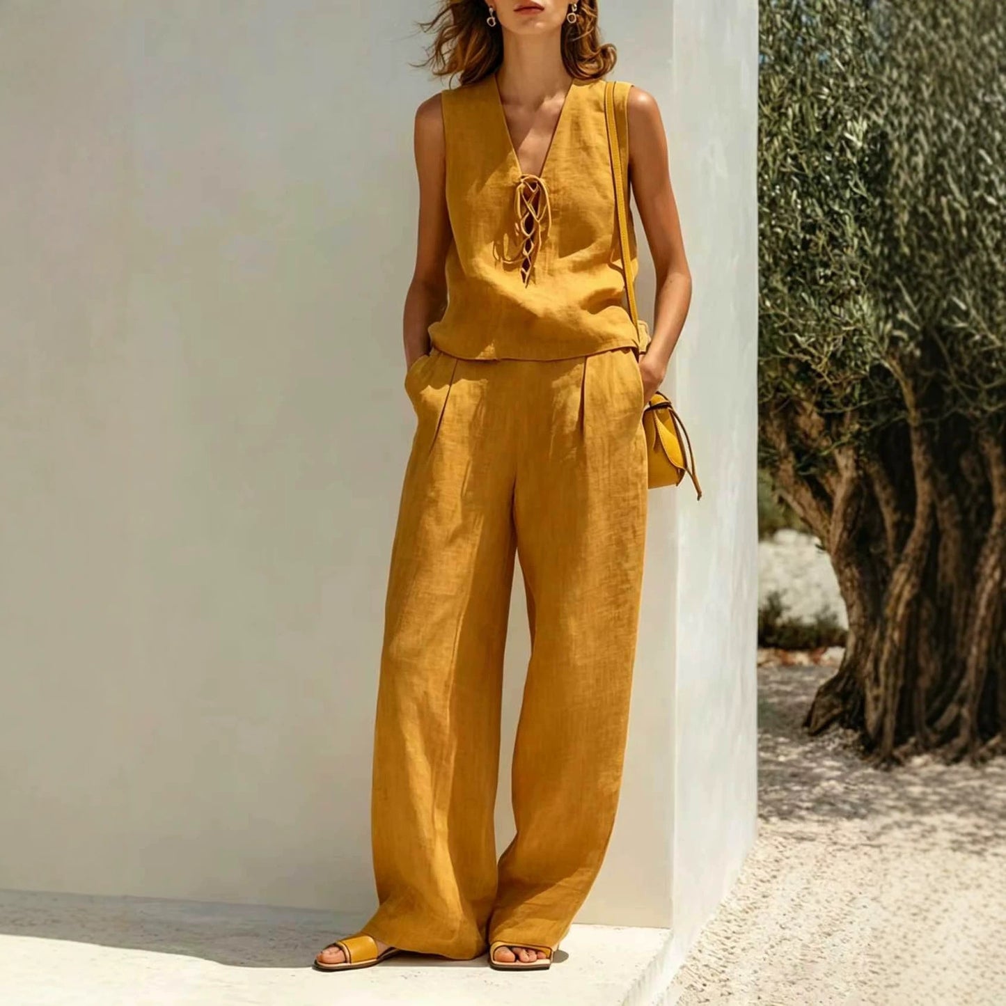 Beautiful Comfortable Classic Women's Minimalist Sleeveless Fashion Casual Suit
