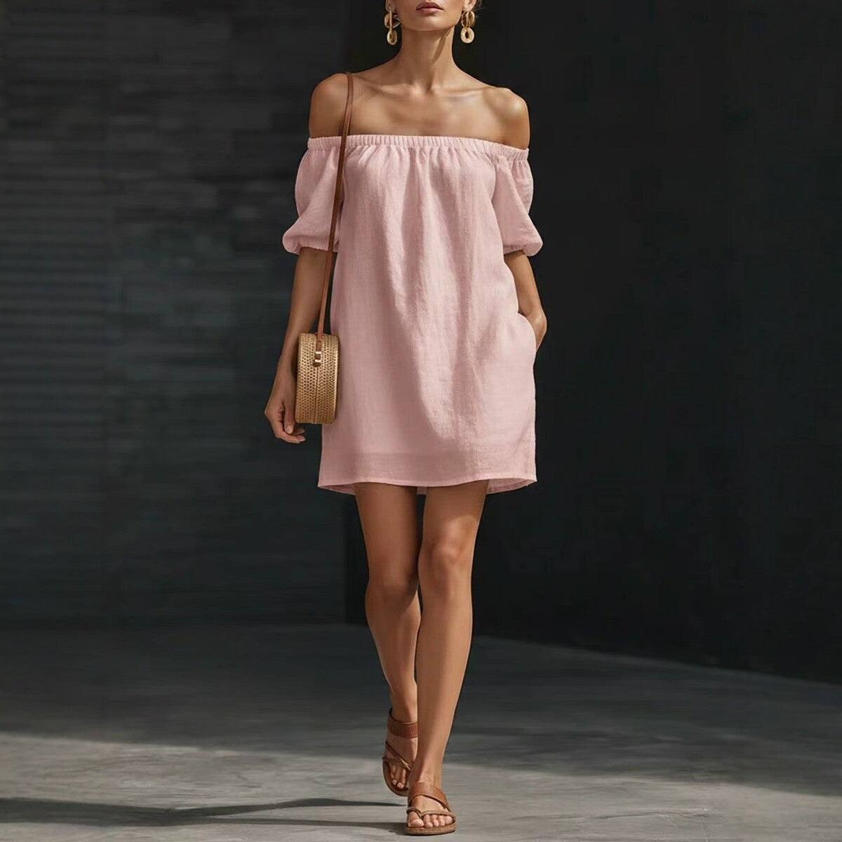 Women's Summer Cotton Linen Fashion Loose Temperament Solid Dress