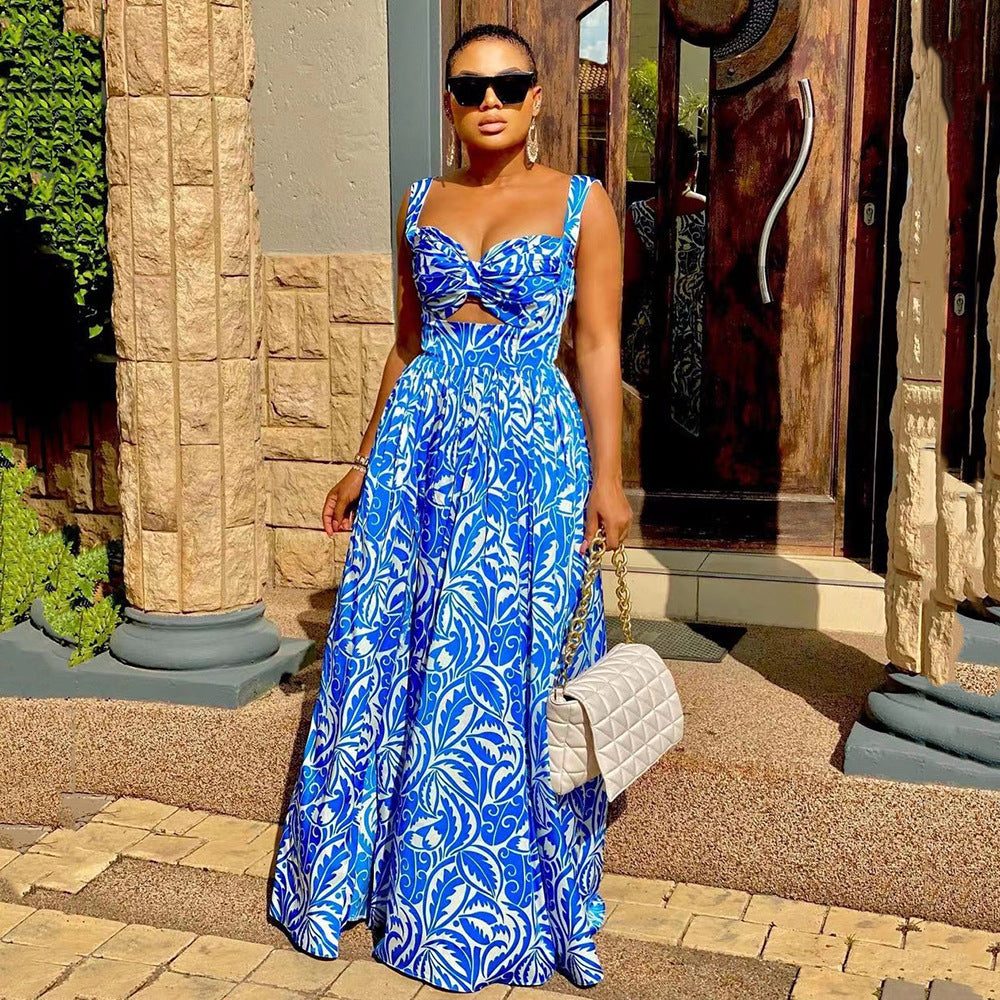 Women's Summer Fashion Sexy Floral Print Split Dress