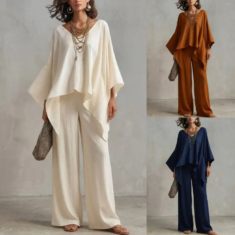 Women's Linen Elegant Simple Loose Ladies Solid Fashion Casual Suit