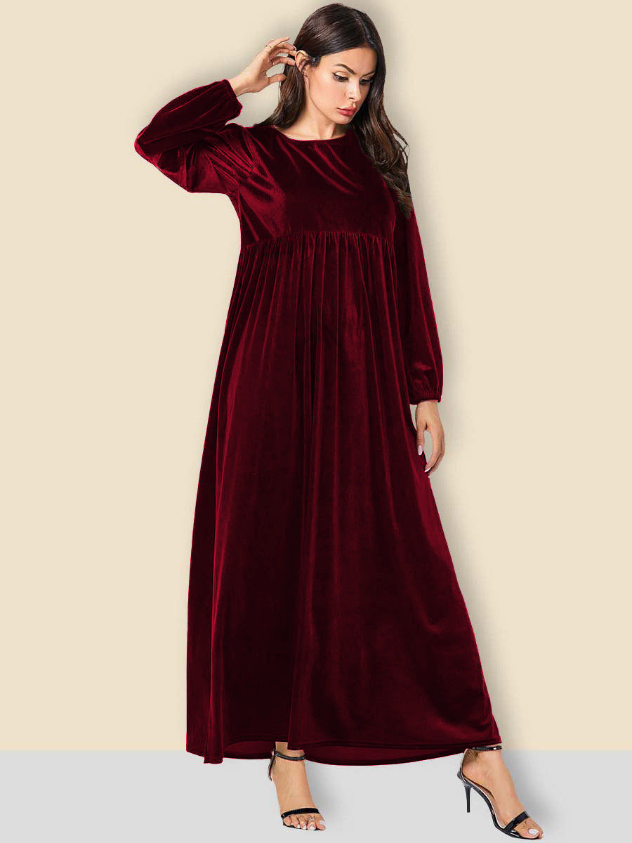 Women's Sexy Round Neck Long Sleeve Veet Dress