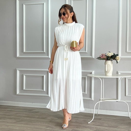 Women's Fashionable Simple Half Turtleneck Midi Dress Dresses