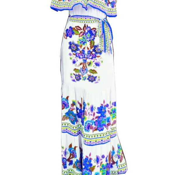 Women's Printed Wear Holiday Ethnic Red Flower Dress