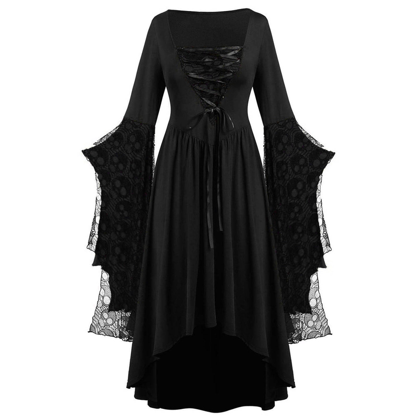 Unique Women's Halloween Skull Lace Tied Dress