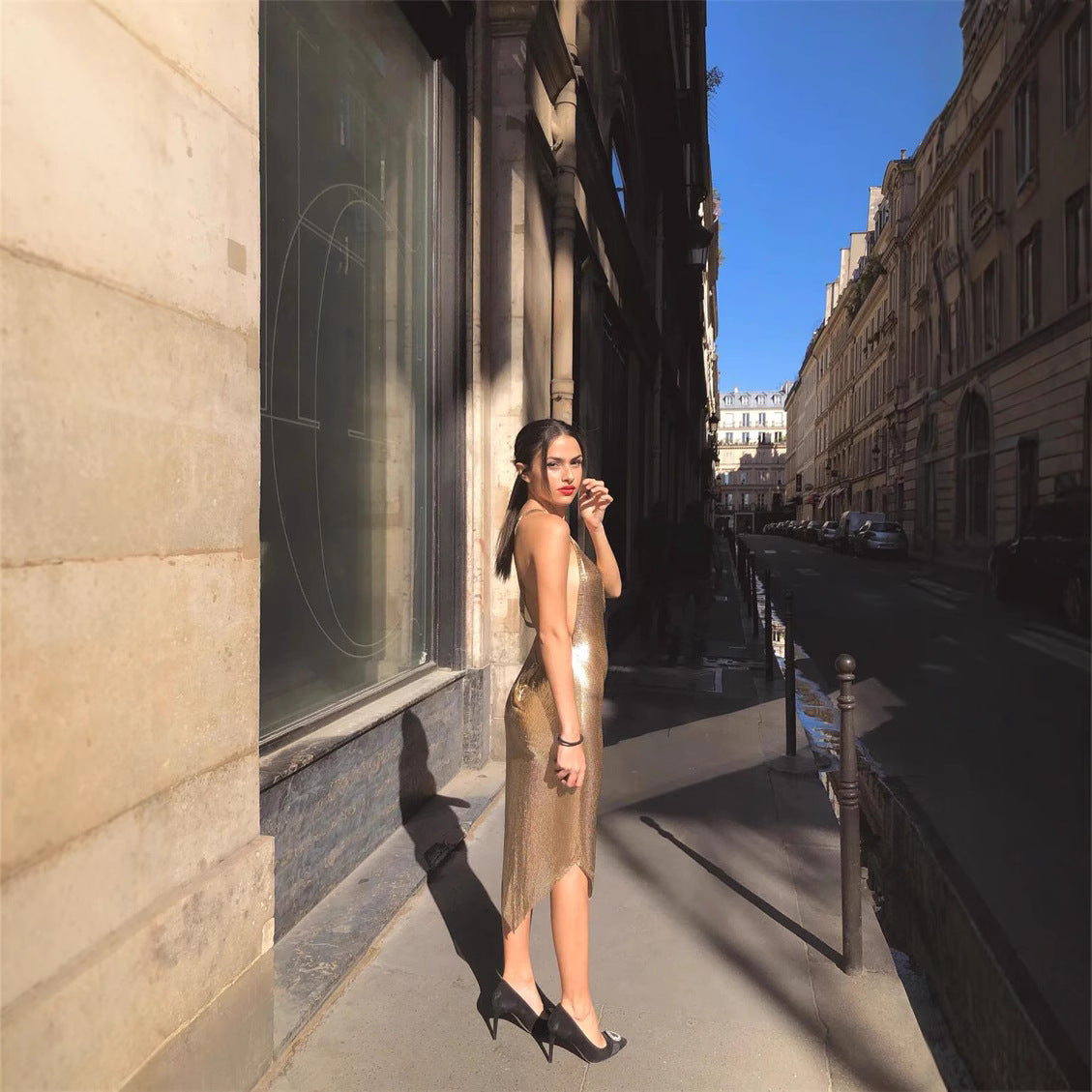 Backless Metal Strap Dress Nightclub Sexy Dresses