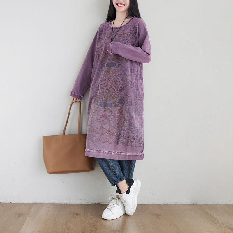 Style Art Mid-length Purple Gradient Dress Sweaters