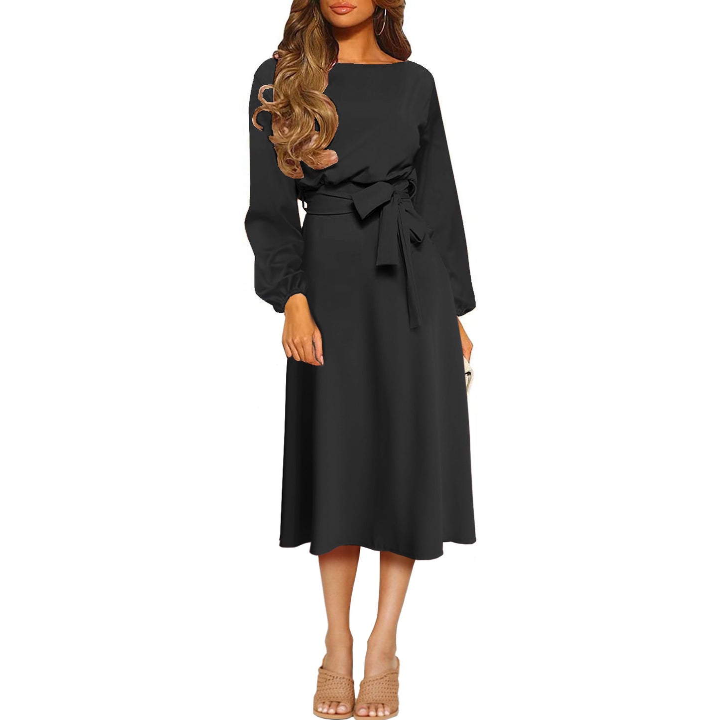 Mid-length Temperament Commute Long Sleeve High Dress