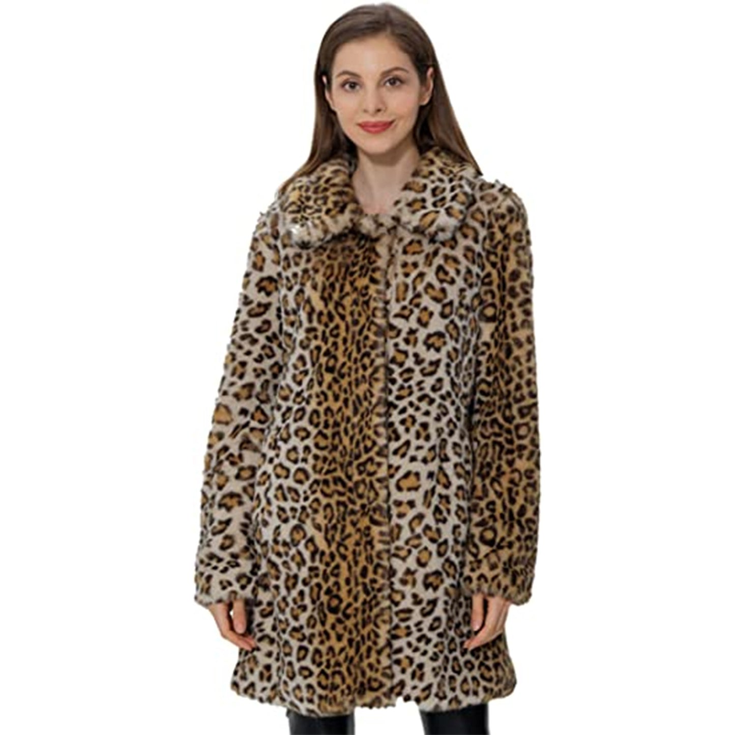 Women's Fashion Wear Leopard Print Loose Plush Coats