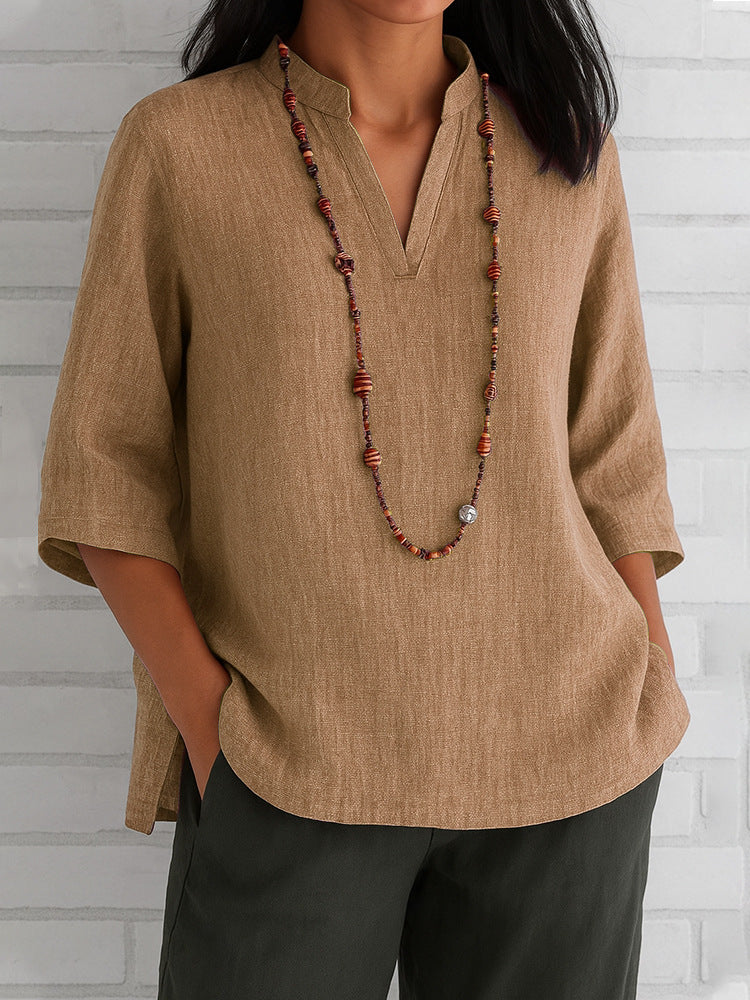 Women's Summer Sleeves Cotton Linen Loose Casual Blouses