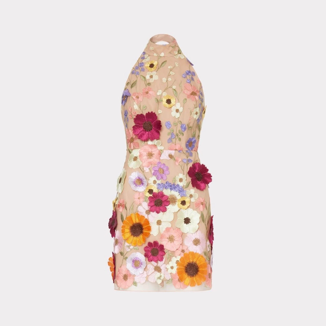 Women's Three-dimensional Flower Halter Slim Fit Dress Dresses