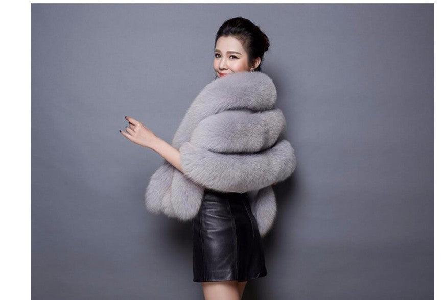 Women's Fur Shawl White Cloak Bridal Cape Coats
