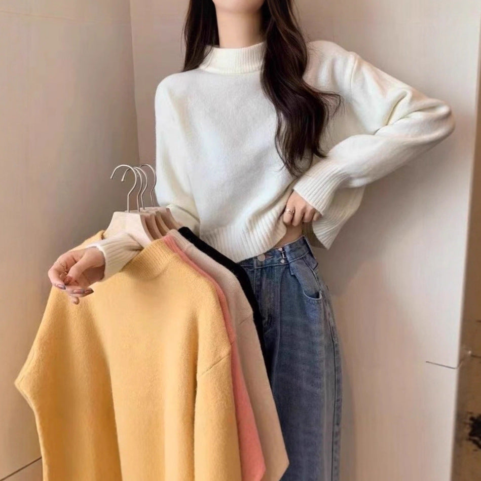 Women's Turtleneck Loose Soft Glutinous Knitted Bottoming Tops