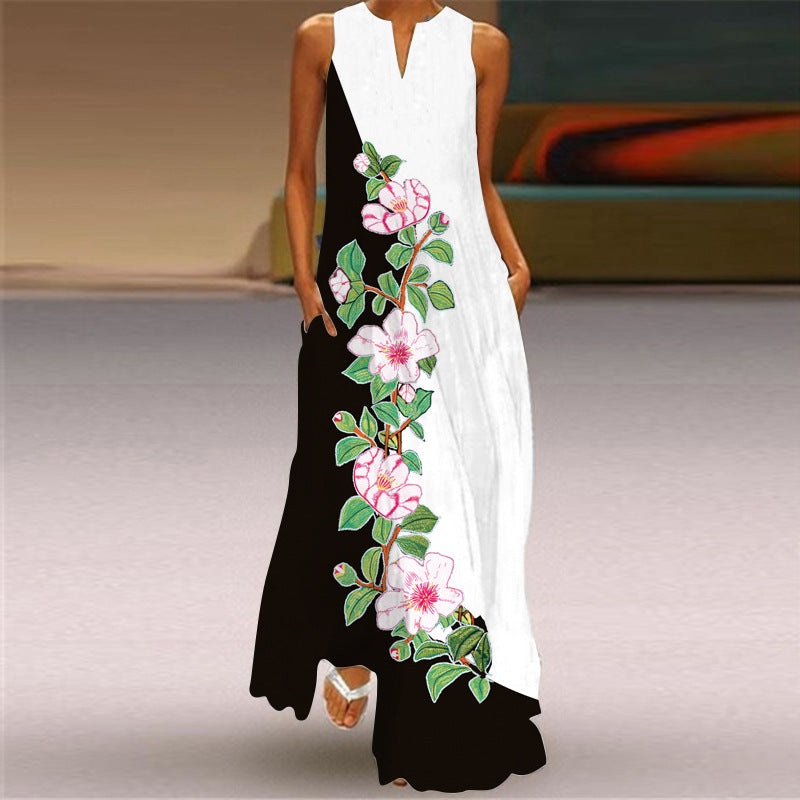 Women's Summer Sleeveless Dress Printed Emerald Dresses