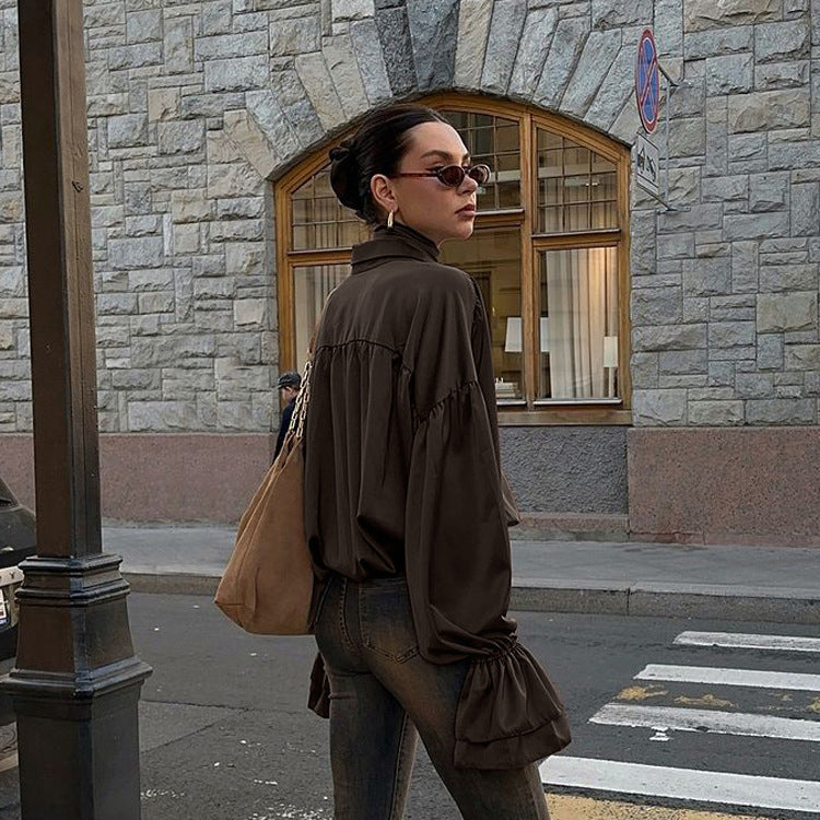 Women's Bell Sleeve Loose Shirt Temperament Wild Blouses