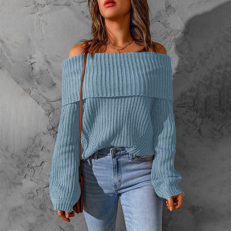 Women's Winter Solid Color Loose-fitting Elegant Temperament Sweater