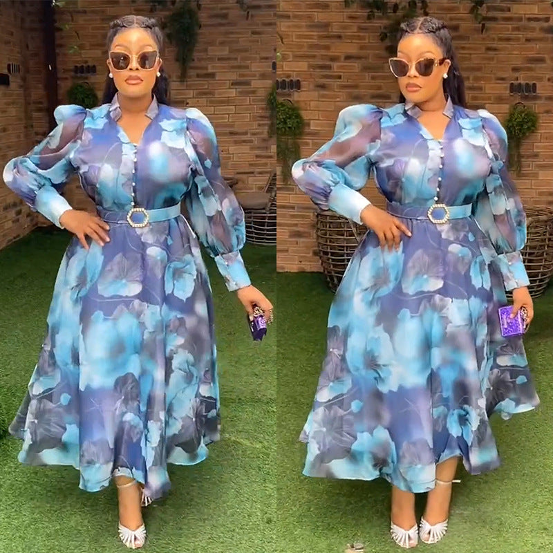 Women's Large Printed Long Dress Independent Fashion Dresses