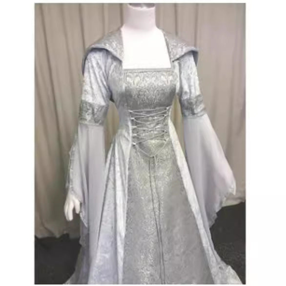 Women's Simple Medieval Retro Style Elegant Solid Color Long Dresses