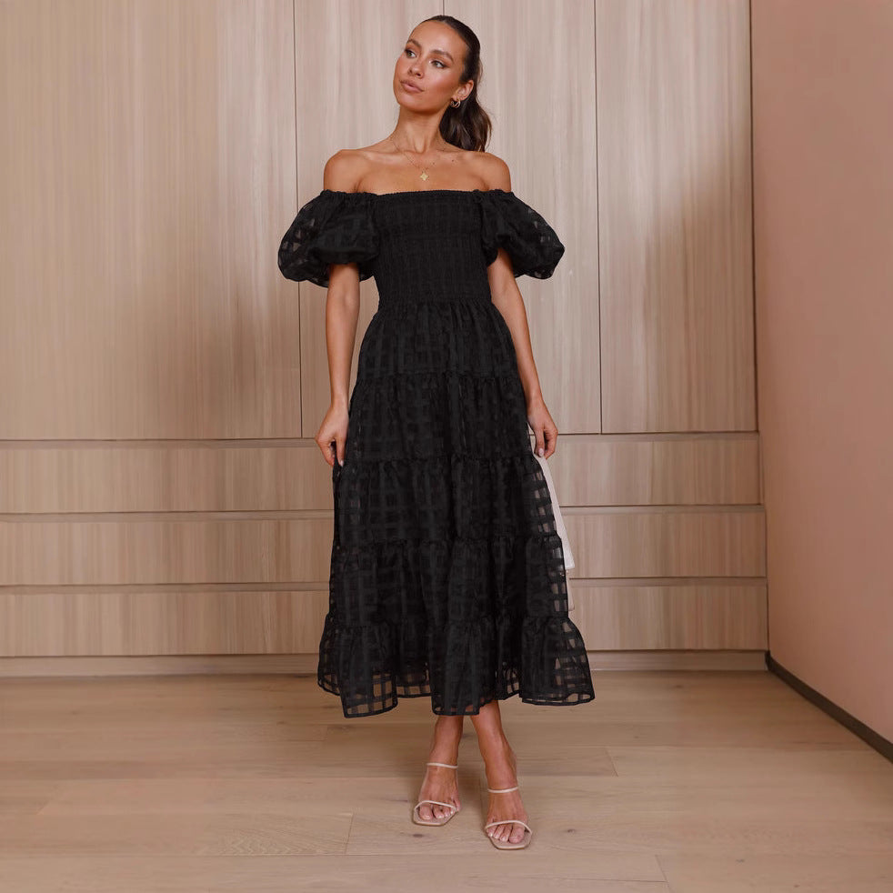 Attractive Beautiful Lantern Sleeve Stitching Dress Dresses