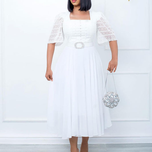 Fashion Chiffon Patchwork Beaded African Dress Dresses