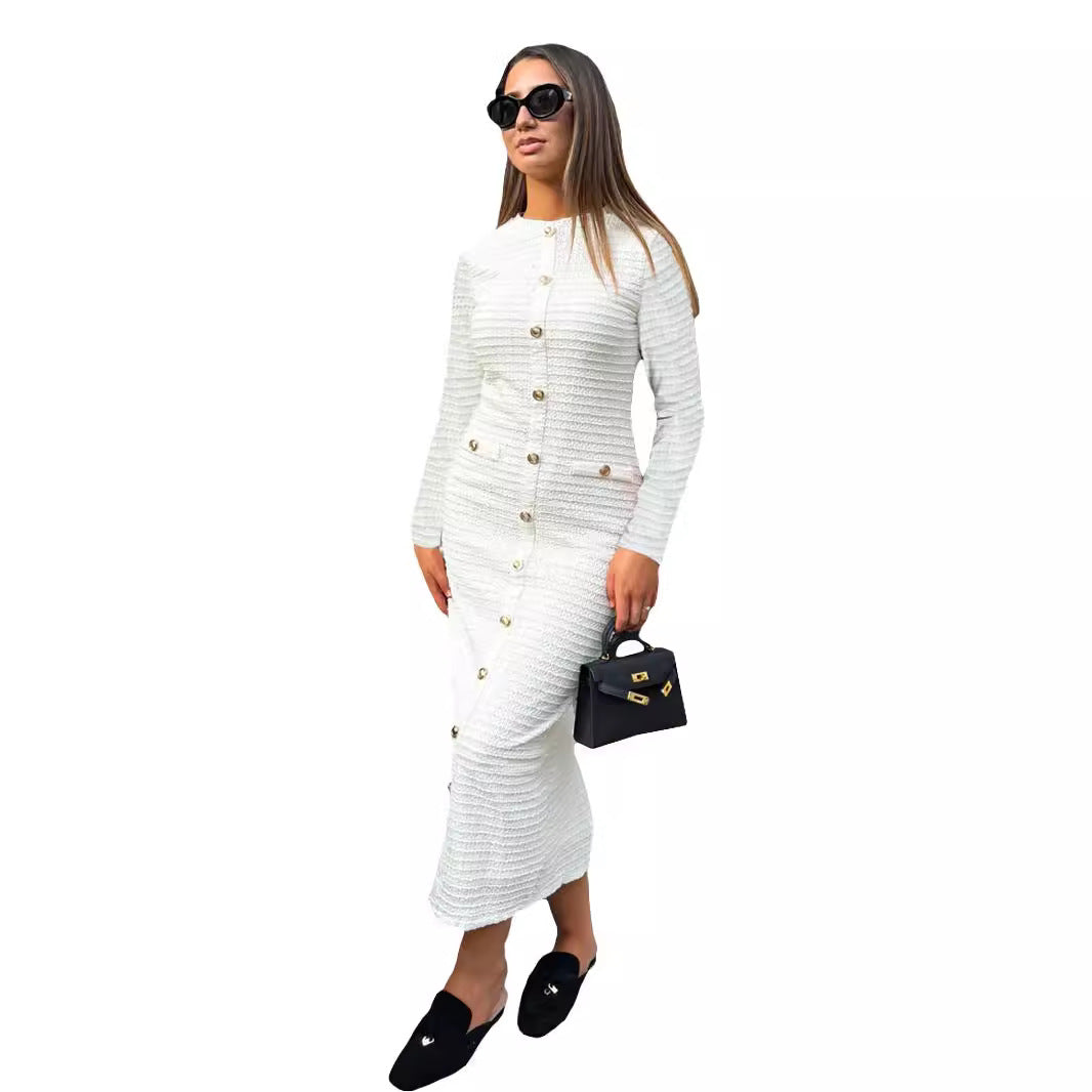 Autumn French Retro Slim Fit Slimming Knitted Dresses