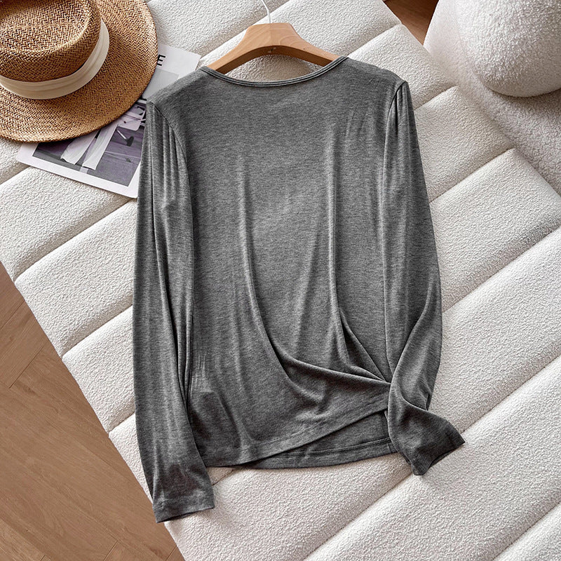 Soft Glutinous Slim Fit Base Long Blouses