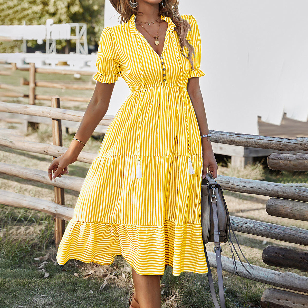 Women's Design Fashion Wear Dress Summer Striped Dresses