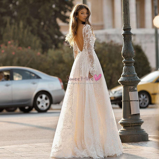 Women's Dress Sexy Lace Long Sleeve Holiday Evening Dresses