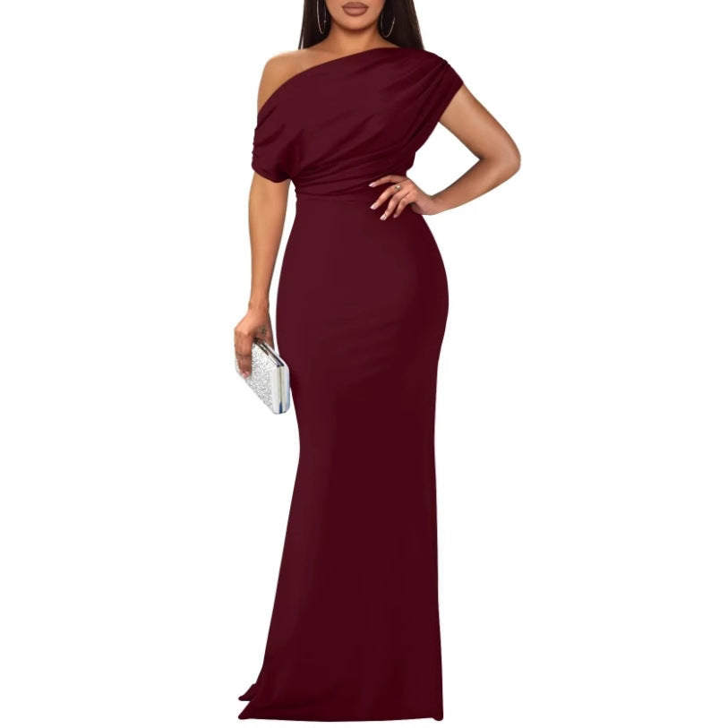Sleeveless Cold-shoulder High Sense Skinny Long Dresses
