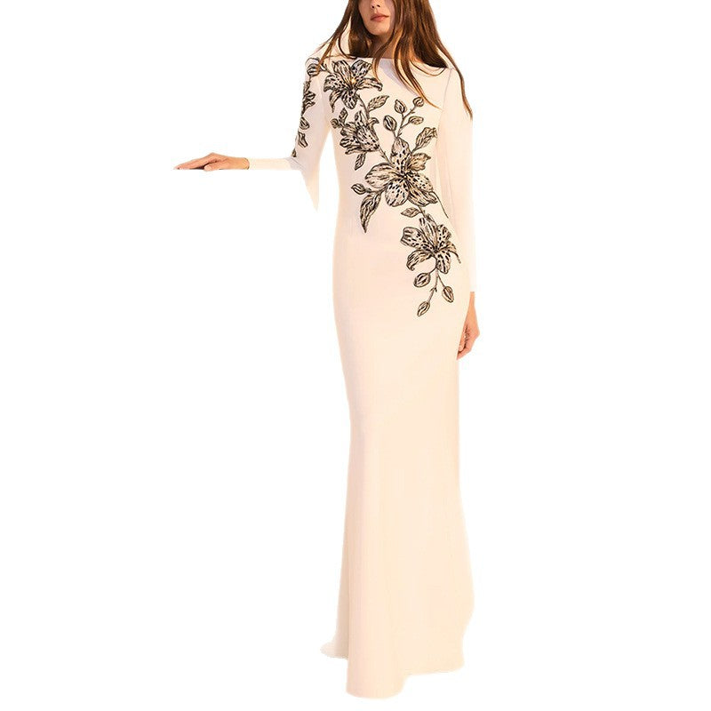 Fashion For Dinner Formal Embroidered Beads Diamond Dress
