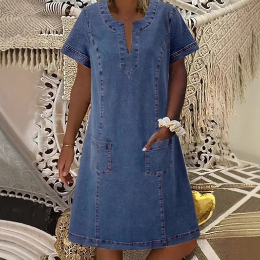 Women's Denim Dress Solid Color Thin Mid-length Dresses