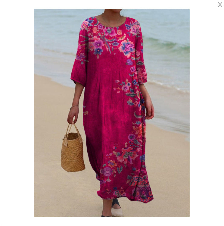 Women's Summer Long Printed Casual Fashion Ladies Dresses