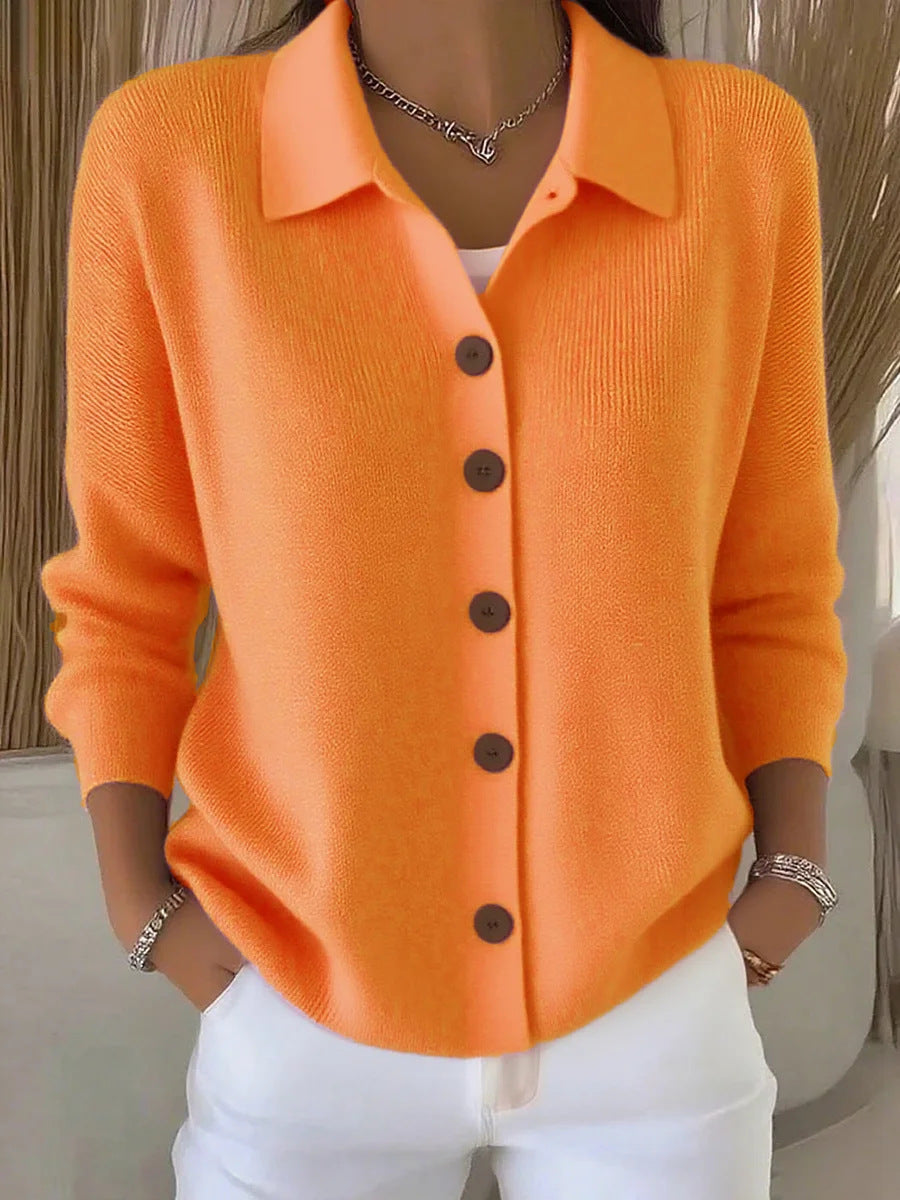 Women's Knitted Button Solid Color Casual Fashion Sweater