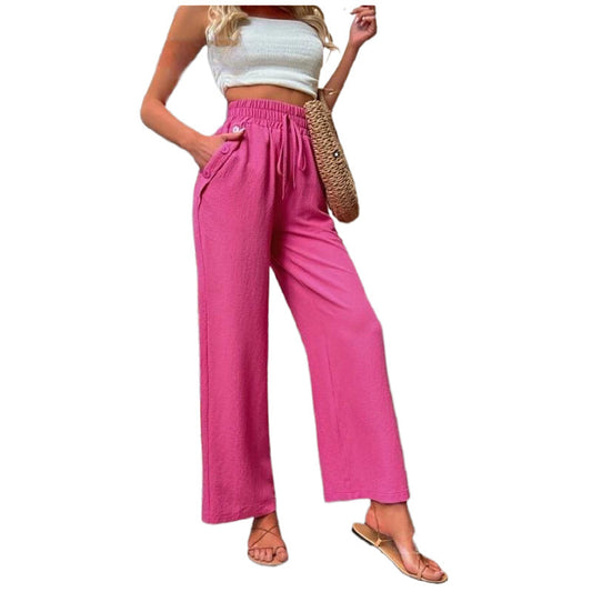 Women's Casual Elastic High Waist Wide Loose Pants