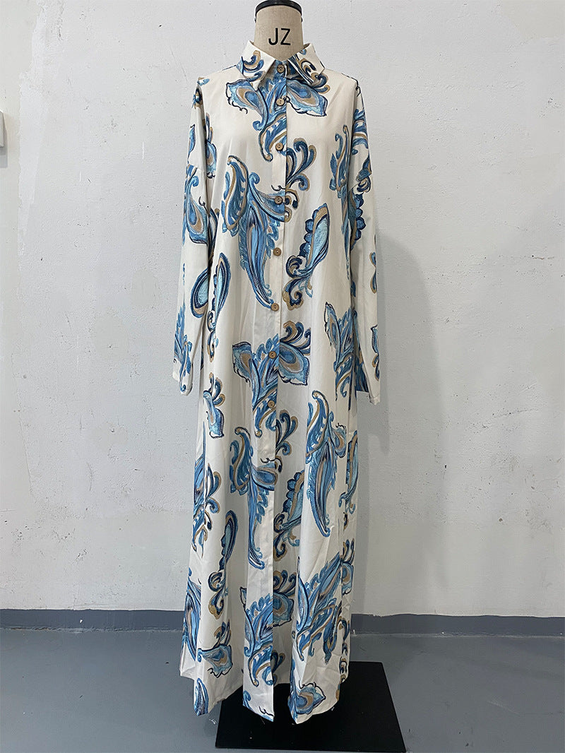 Women's Summer Fashion Printed Long Sleeve Loose Dresses