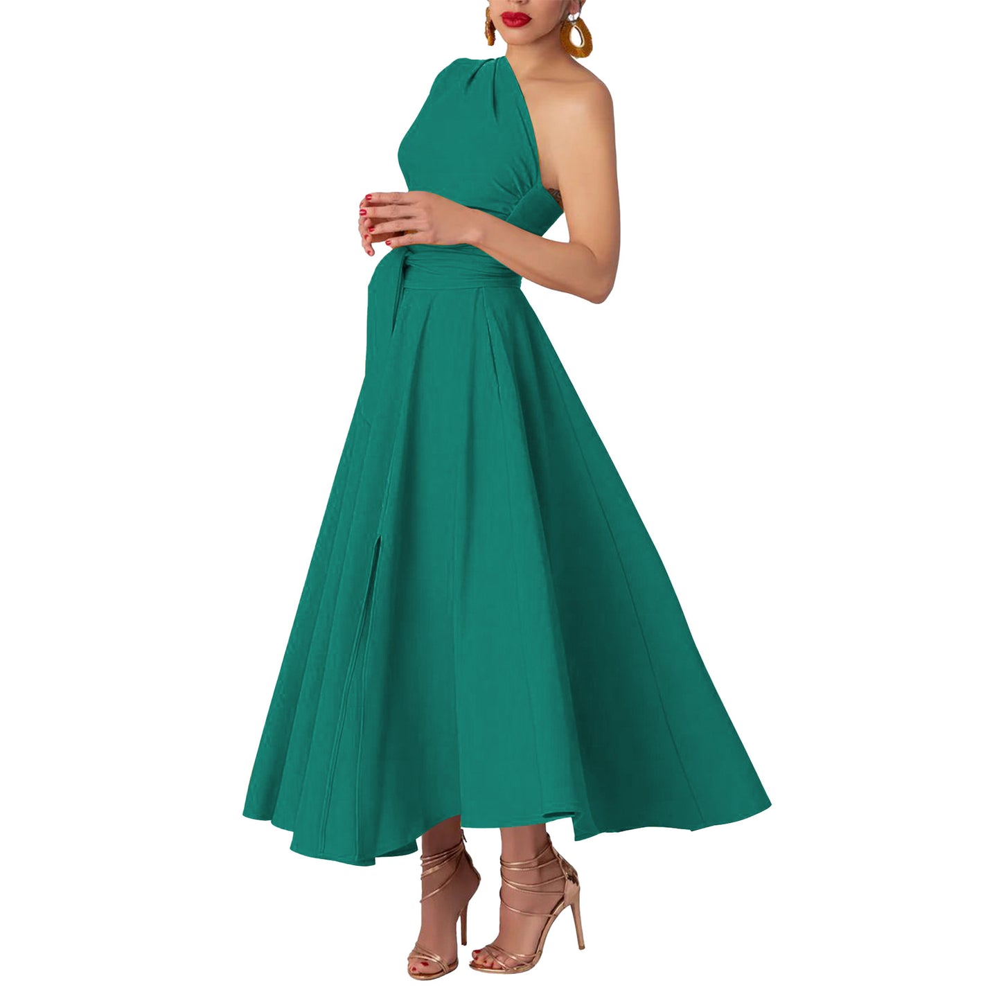 Women's Summer Fashion Wear Sleeveless Diagonal Collar Dresses