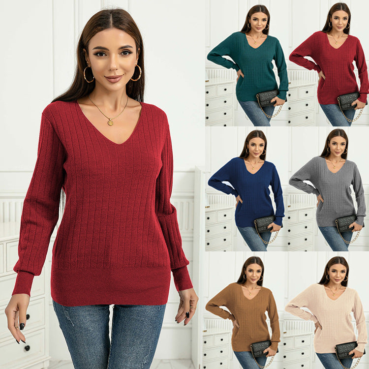 Women's Solid Color Bottoming Long Sleeve Pullover Sweater