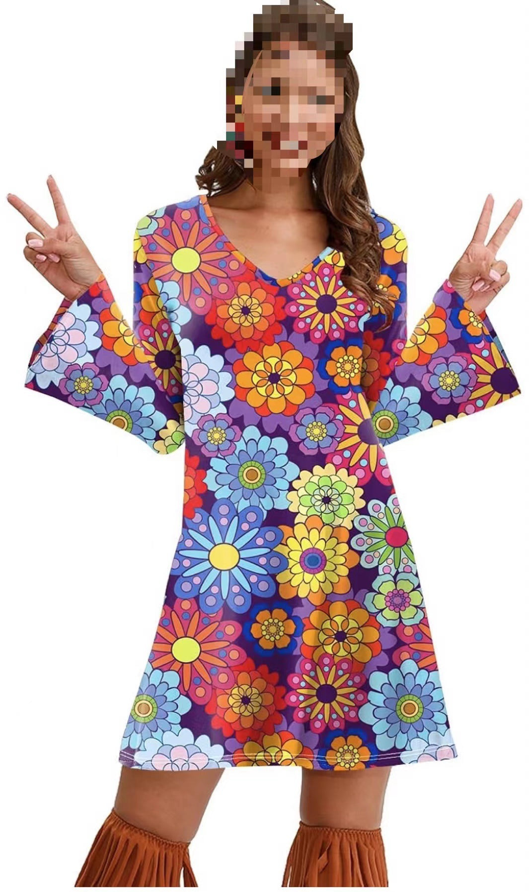 Slouchy Casual Hippies Disco Dress Halloween Blouses