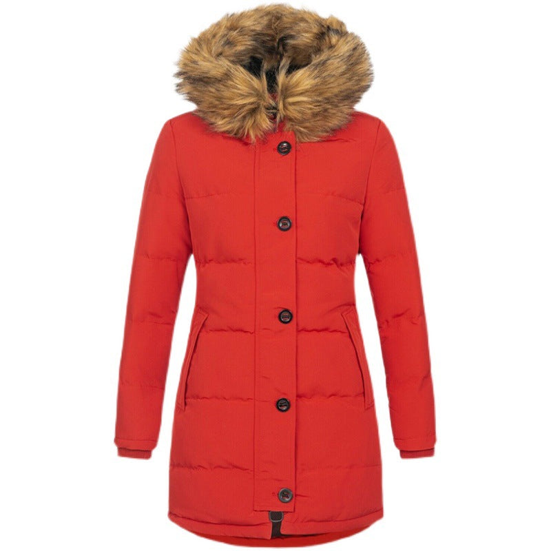 Long Sleeve Thermal Zipper Winter Mid-length Coats