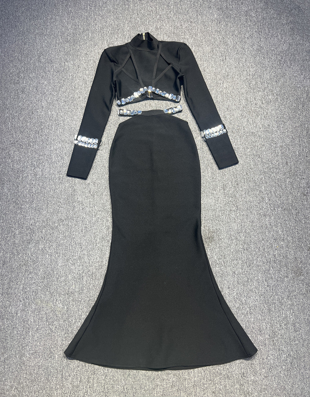 Women's Slouchy Rhinestone Party Two-piece Dress Suits