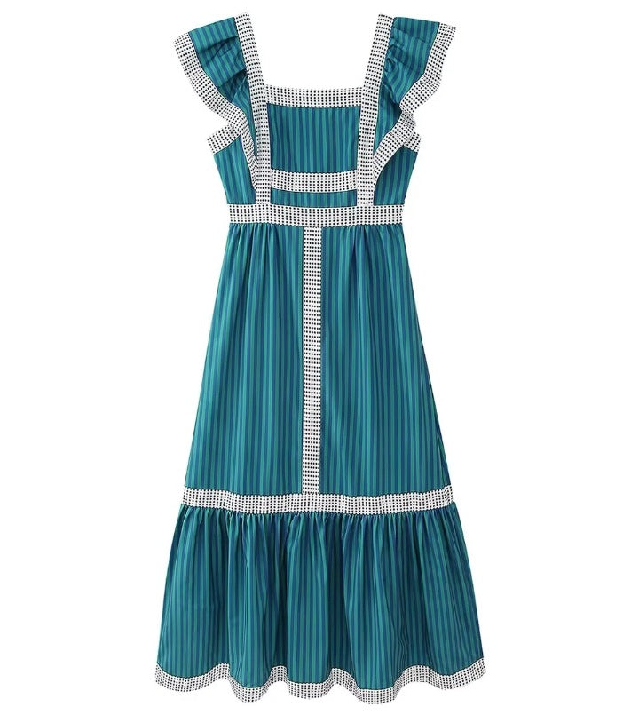 Women's Collar Color Contrast Patchwork Dress Fashionable Dresses