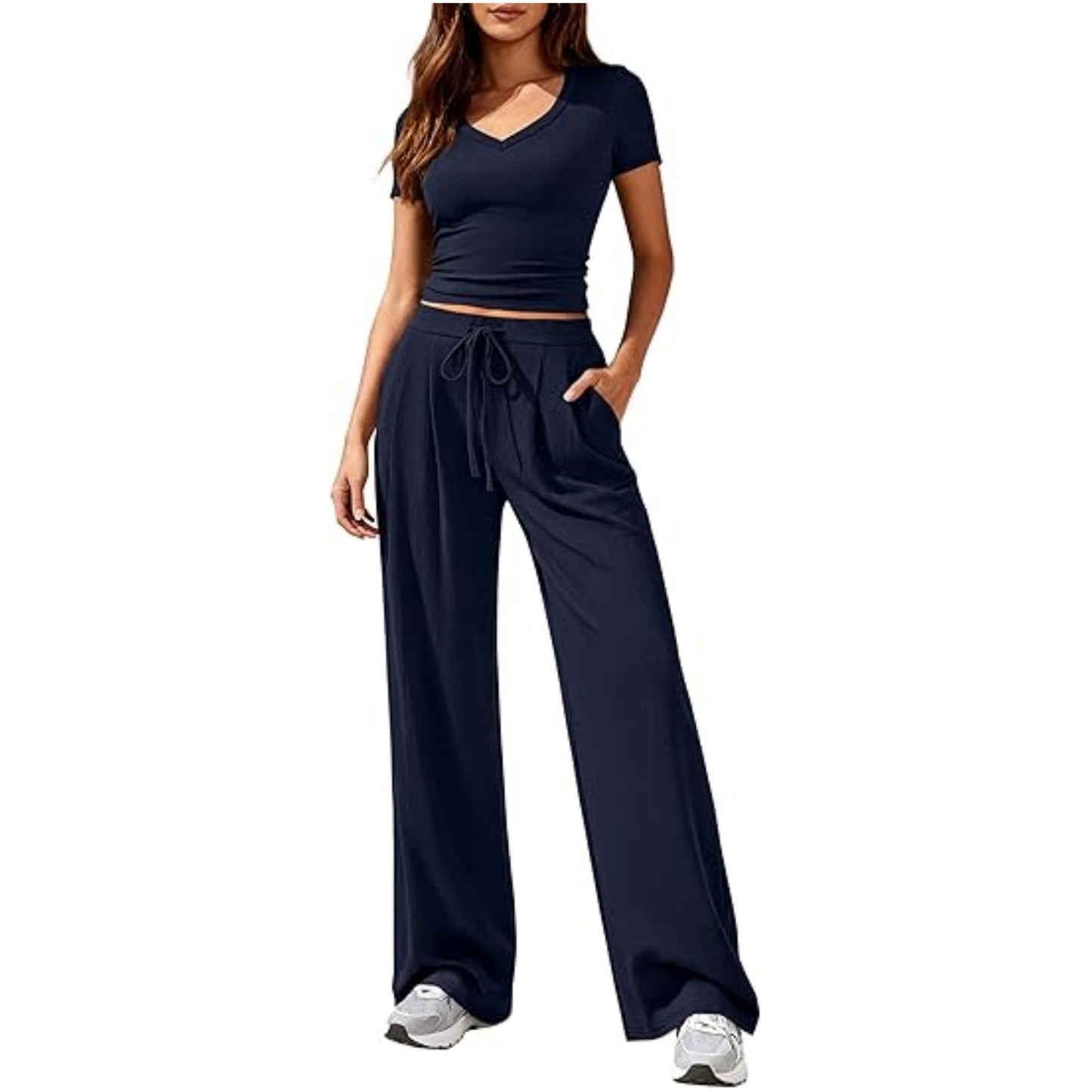 Women's Solid Color Wide Leg For Fashion Casual Suit
